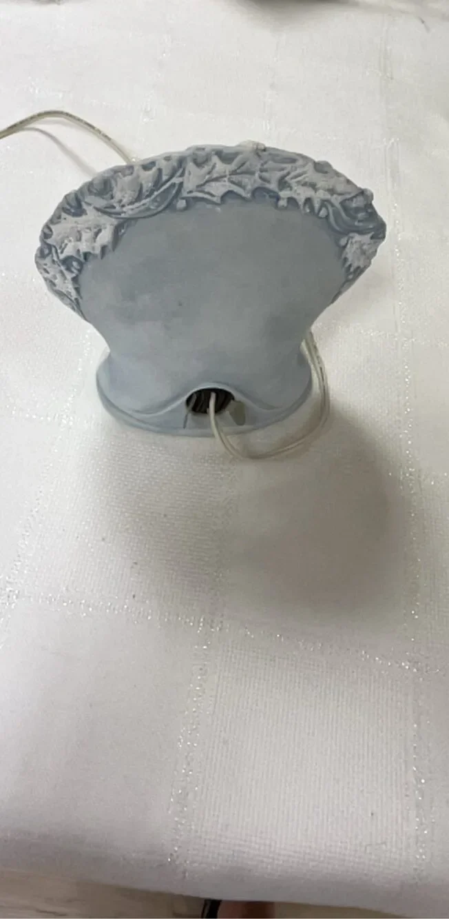Ceramic Blue & White Vintage Electric Table Lamp with Holiday Design